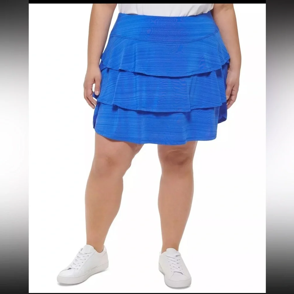 Calvin Klein Performance Stretch Blue‎ Ruffle Skort 1X Pickleball Tennis …